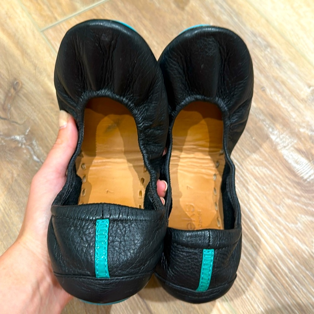 TIEKS Leather Ballet Flats Leather Black Size 7